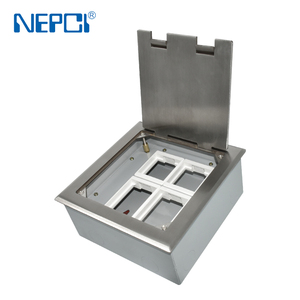 Scatola per pavimento in acciaio inossidabile dotata di prese per 2 VDE Schuko + 2 prese per rete LAN presa dati Ethernet - Product Image 5
