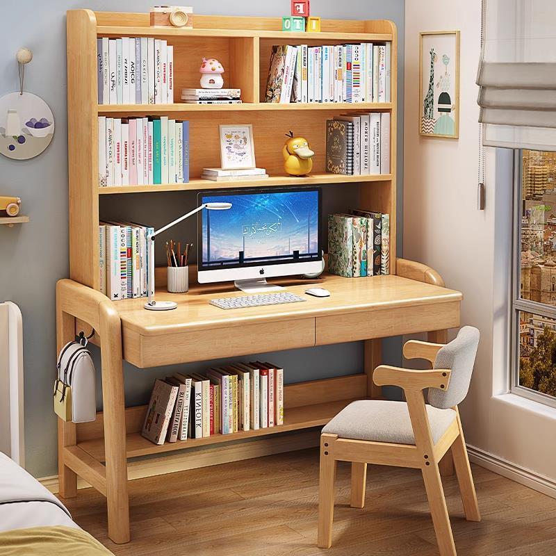 Bureau et chaise en bois massif couleur bois naturel