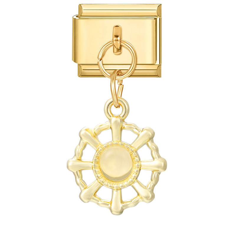 Pendentif fond doré - Cercle oeil-de-chat