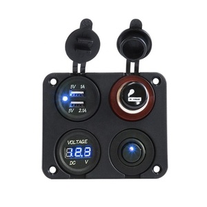 Sıcak satış Baintech 12 V dağıtım panosu çift USB telefon plaka voltmetre puro soket açik kapali anahtarı güç bankası hızlı araba şarjı - Product Image 1