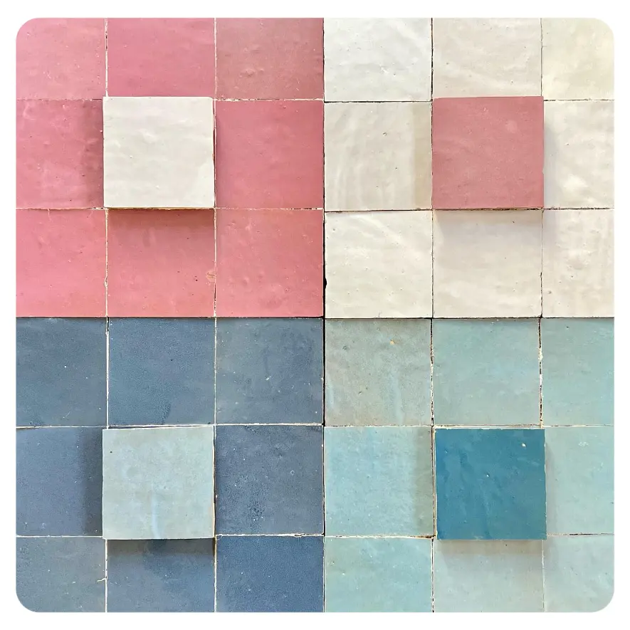 بلاط زيليج مغربي مخصص اللون مصنوع يدويًا ديكور فني للمطعم الحائط البسيط للحمام والمطبخ بلاط من الطين مصنوع يدويًا للمنتجعات