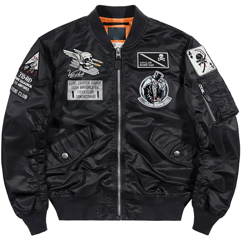 Emblema bordado de náilon plus size, uniforme de vôo bomber ma-1 jaqueta masculina