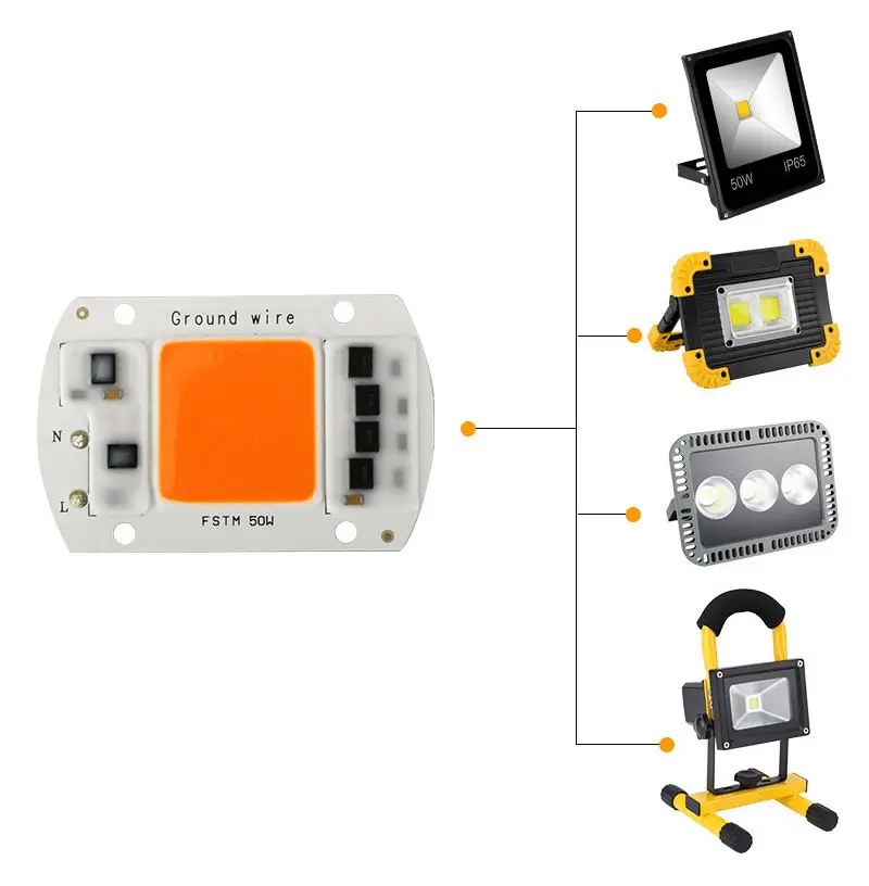 ชิปไดโอด LED COB 50W 70W 100W COB,ชิปไฟสปอตไลท์ LED 220V 110V สำหรับสปอตไลท์สมาร์ท IC ไม่จำเป็นต้องใช้ไดรเวอร์