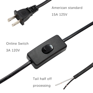 USA Standard Two PIN Plug Online Switch PVC <strong>NISPT</strong>-1 <strong>2</strong>*0.824mm 18AWG Power <strong>Cord</strong> with Tail Half off Processing - Product Image 2