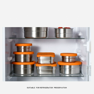 Contenitori per il pranzo in acciaio inossidabile riutilizzabili impilabili singoli coperchi in Silicone a tenuta stagna contenitori per alimenti freschi che preservano la freschezza