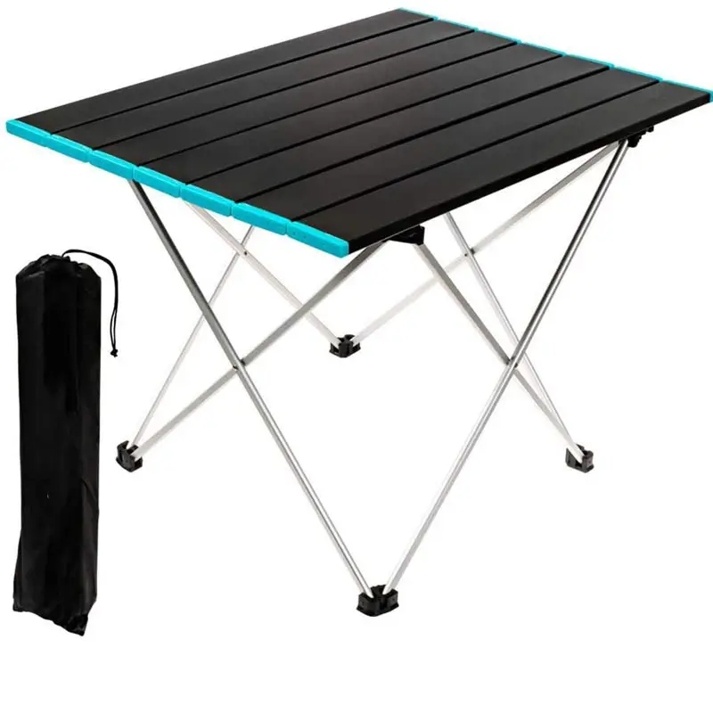 Zwart Lichtgewicht Draagbare Opvouwbare Ultralichte Oprolbare Mini Aluminium Kamp Picknicktafel Opvouwbaar Voor Buiten Wandelen