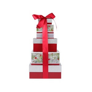 Cajas anidadas de embalaje de regalo con logotipo impreso personalizado, cajas de papel de regalo de Navidad para dulces, aperitivos, bombones - Product Image 1
