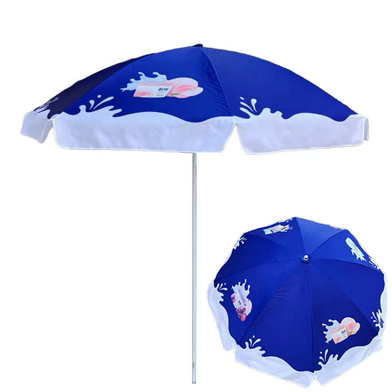 Logotipo personalizado impreso portátil jardín playa marketing barato paraguas publicidad al aire libre Control Manual sombrilla