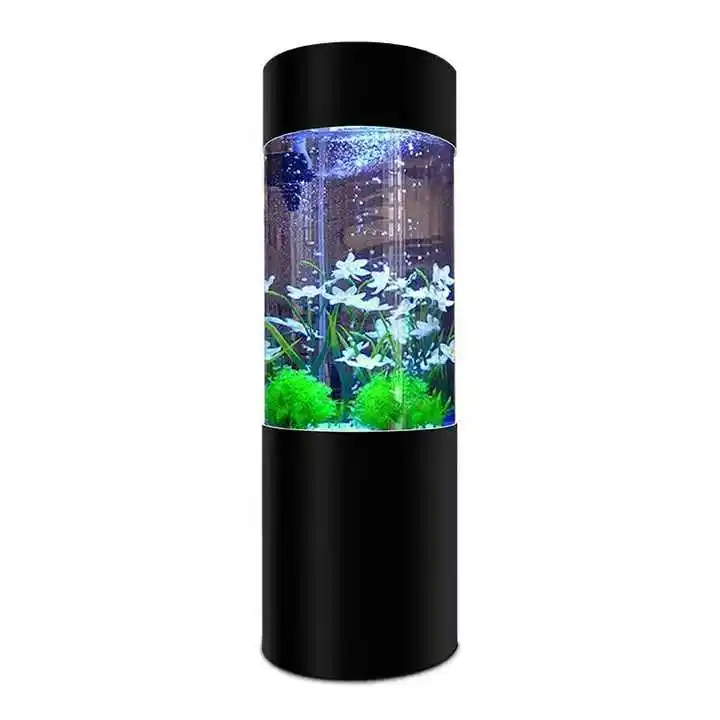 Rundes Aquarium zylindrisches Aquarium Acryl Aquarium Indoor Kunst zylinder Acryl Fisch Aquarium mit Unter schrank