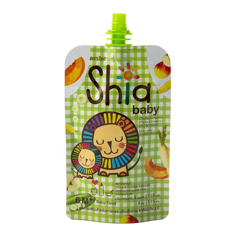 Custom Food Grade Plastic Reusable Squeeze Food Packaging Bag BPA Free 150ml 5 oz Baby Food Puree Pouches With Spout