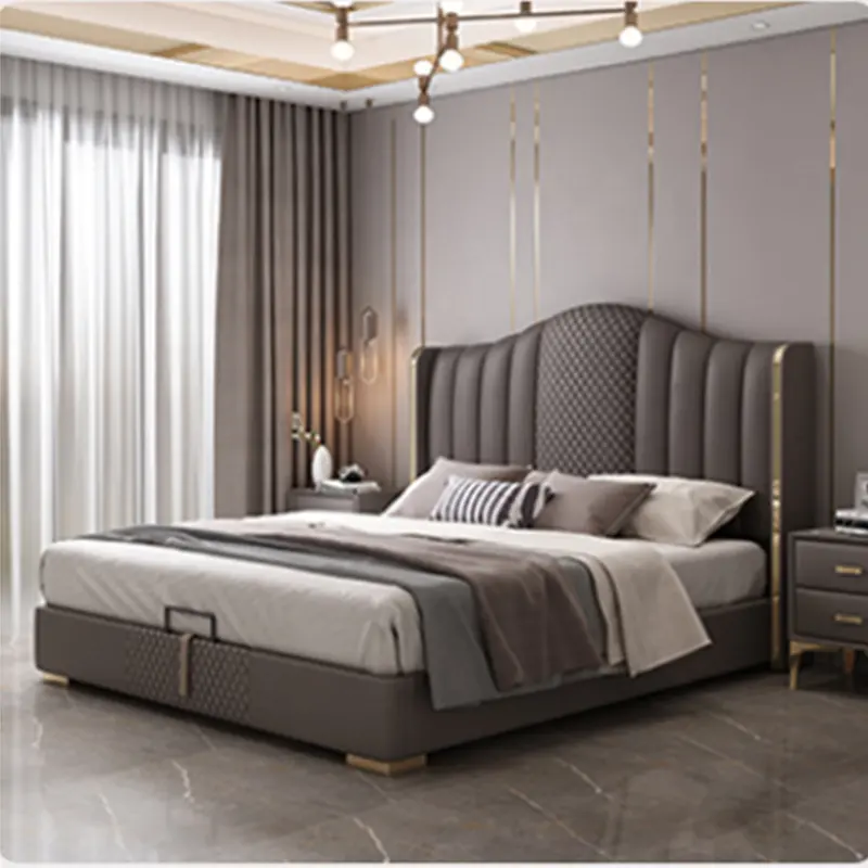 مخصصة ضوء الفاخرة التكنولوجيا القماش مزدوجة سرير لينة السرير سرير حجم كينج مجموعة أثاث غرف النوم