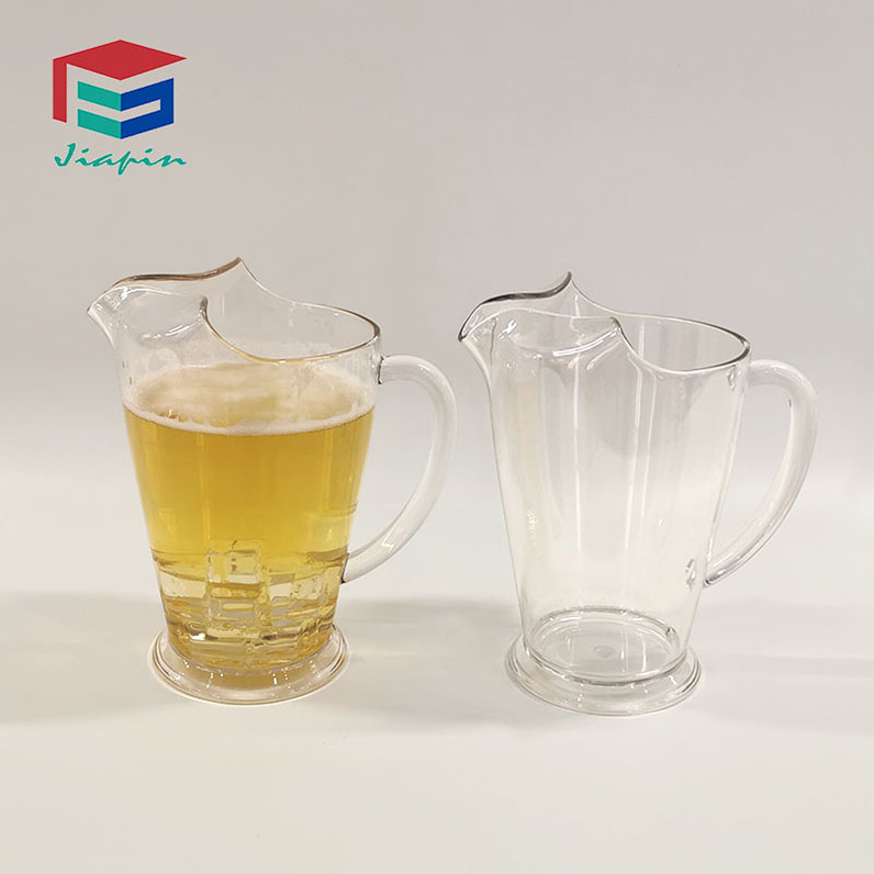 Barware 1140ml Unbreakable Ice Lip Jug with Spout Plastic Beer Pitcher 43oz Polycarbonate Beer Jug