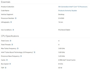 PC/クライアント/タブレット用のプロフェッショナルコンピュータープロセッサーI56500 CPU Intel Core I5 6thプロセッサー - Product Image 3