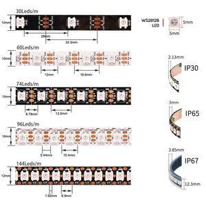 DC5V WS2812B ayrı ayrı adresli 30/60/74/96/144Leds/m WS2812b piksel RGB LED şerit - Product Image 3