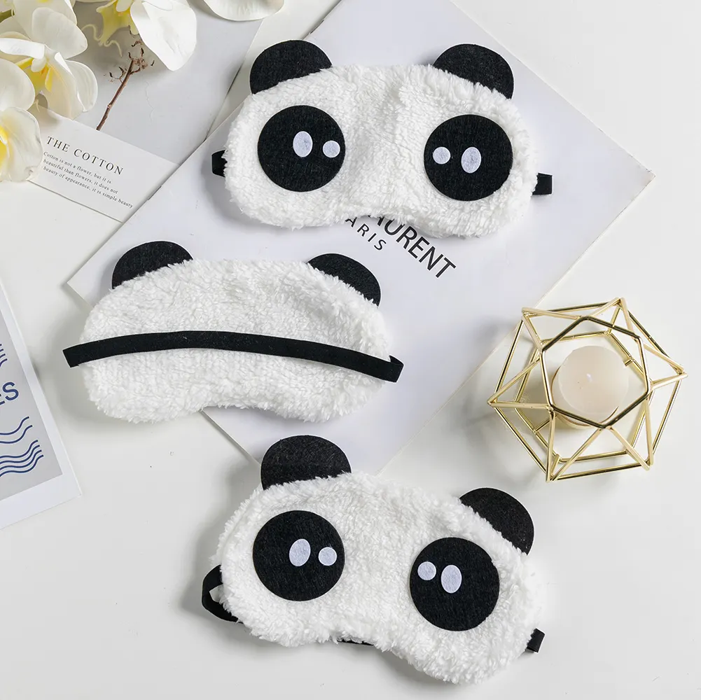 Panda Eye Mask Women Plush Animal Mouse Bear Eye Cover Cute Plush Eye Mask Girl Toy Suitable For Travel Home Party Eyeshade