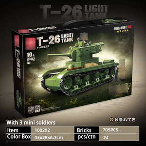 705PCS 3D tiểu cảnh Chiến Tranh Thế Giới sấm sét WW2 T-26 Xô Viết ánh sáng bộ binh khối xây dựng mô hình khối khối đồ chơi - Product Image 3