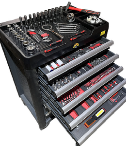8个抽屉滚动工具柜4轮大容量工具箱，带锁车库仓库工具柜