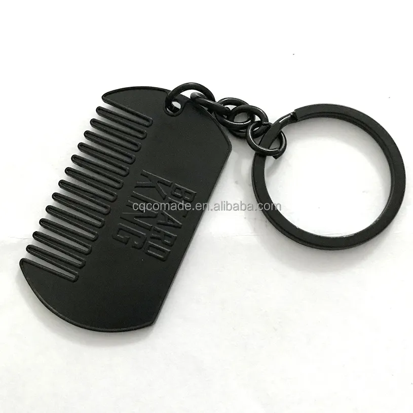 High quality Customization dog tag Beard Comb necklace keychain man dog tag mustache Comb