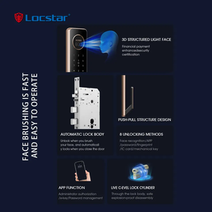 Locstar Automatic Mortise Set Smart Door Lock Wifi With 3d Face Recognition Finger <strong>Print</strong> and <strong>Keys</strong> - Product Image 3