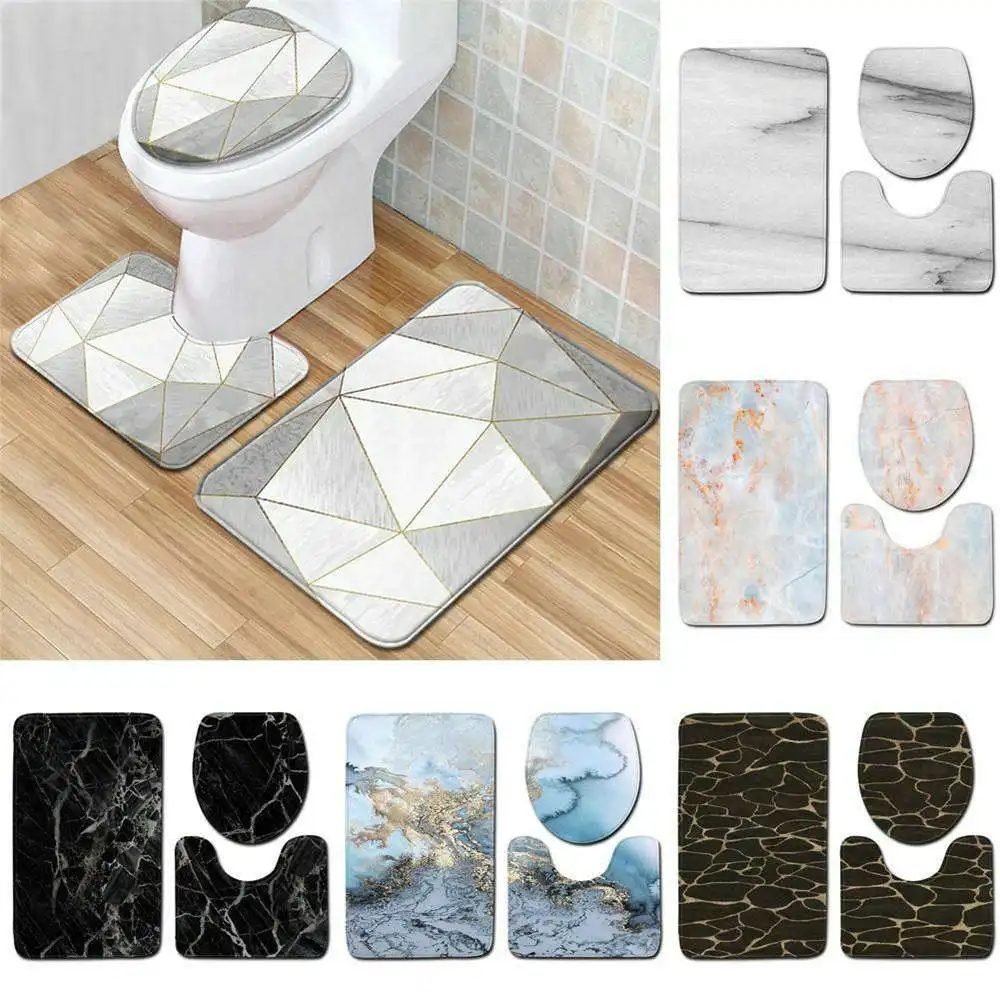 Alfombrilla de baño de larga duración para baño Juego de alfombrillas de ducha de baño de microfibra Juego de 3 piezas Juego de alfombrillas antideslizantes de baño