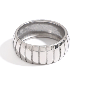 Trendy Fashion Forward Stainless Steel Chic Daily Accessory Gold Star Accented <strong>Silver</strong> Men Ring - Product Image 5