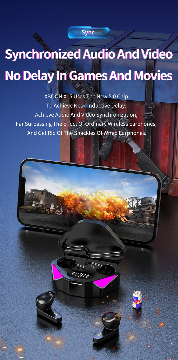 X15TWSイヤホンBluetoothワイヤレスヘッドフォン65ms低遅延イヤフォン