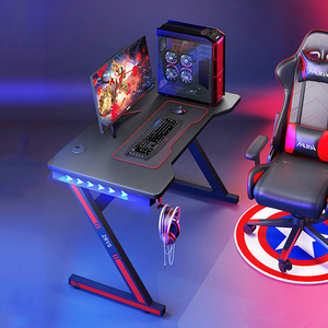 Escritorio de juego electrónico multifuncional, mesa de ordenador mate, pata Z con lámpara, venta al por mayor de fábrica
