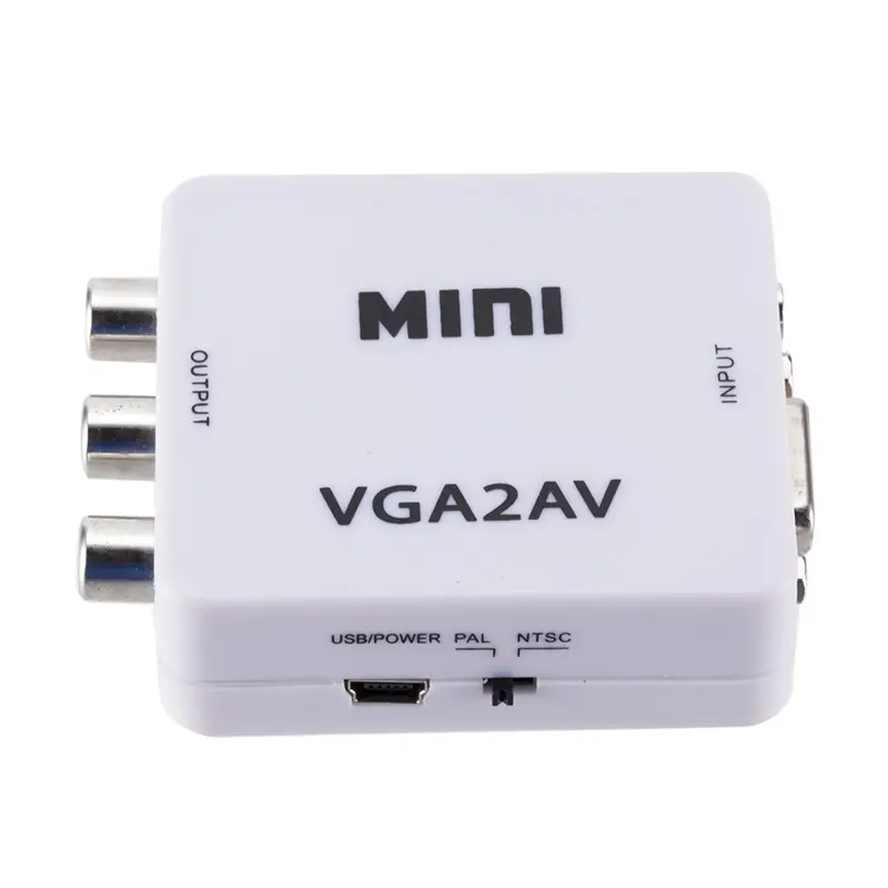 VGA AV adaptörü 1080p mini VGA2AV RCA dönüştürücü