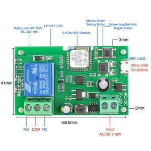 1 Kanal WiFi RF Switch Modul DC 5V 7-32V Wireless APP Fernbedienung Relais Arbeit - Product Image 6