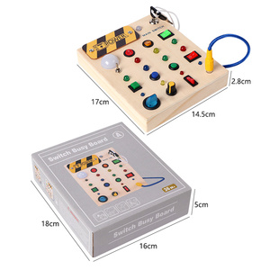 子供用LEDスイッチツール付き早期学習モンテッソーリ木製ビジーボードシミュレーション回路教育玩具 - Product Image 4