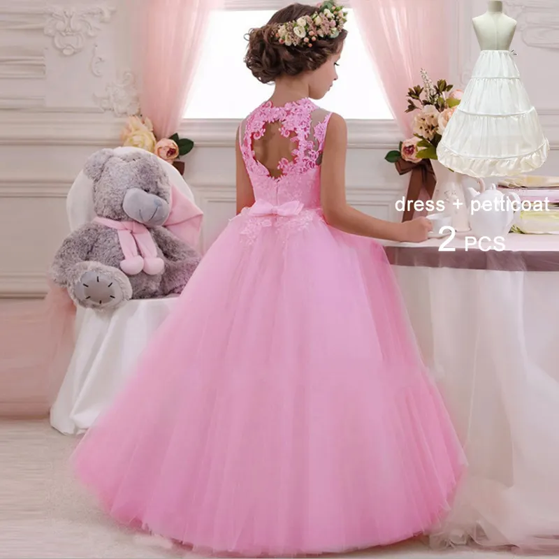 FSMKTZ nueva llegada princesa vestido de niña de las flores vestido de boda para niños graduación cumpleaños fiesta vestidos LP-63