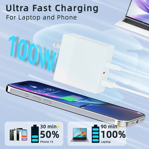 工場100WUSBC充電器3ポートGaN高速充電器ブロックMacBookPro/Air用コンパクト折りたたみ式充電器 - Product Image 5