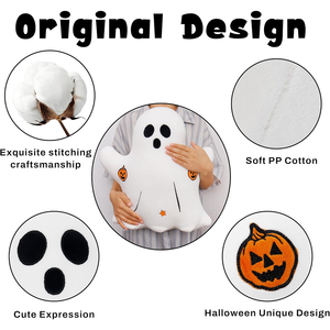 Pumpkin Embroidery Hands <strong>Spooky</strong> Face White Ghost Nap Hugging Elastic Soft Pillow 18 Inch Halloween Decor Soft Plush Ghost <strong>Toys</strong> - Product Image 2