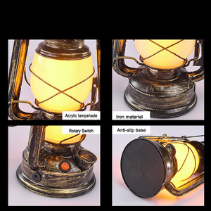 Led xách tay cổ điển ngọn lửa đèn lồng mộc mạc cắm trại đèn lồng trang trí trong nhà ngoài trời treo đèn lồng với cảm ứng chuyển đổi USB - Product Image 4