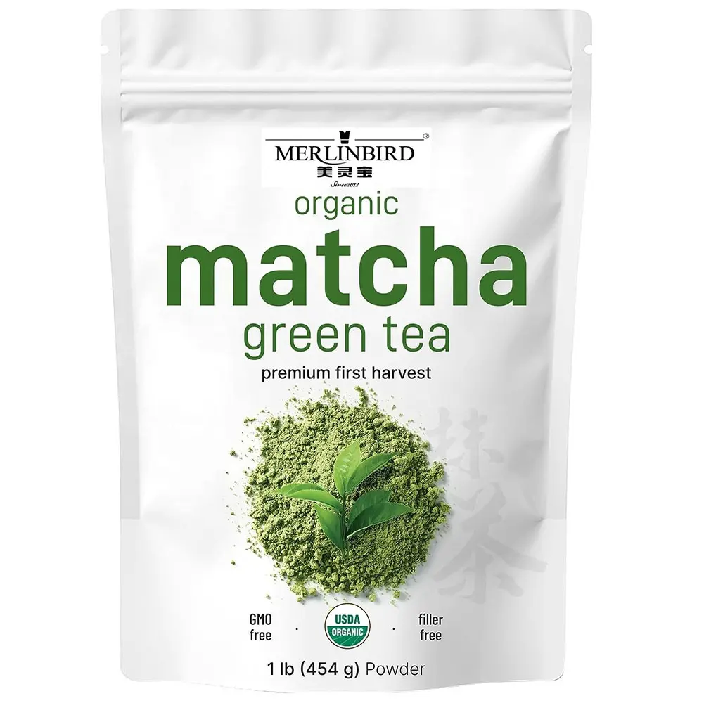 Polvo de té verde Matcha orgánico de grado ceremonial con certificación orgánica USDA EOS EU