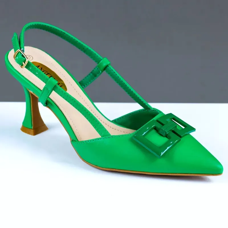 Sandálias de salto alto, sapatos femininos stiletto com design oco de 7.5cm, sapatos de femininos, lisos, pontuados, salto fino