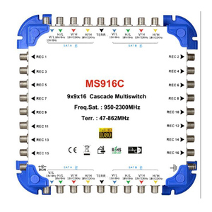 DiSEqC-multiinterruptor con amplificador, 5-2150MHz, 9 entradas, 4 salidas, satélite - Product Image 2