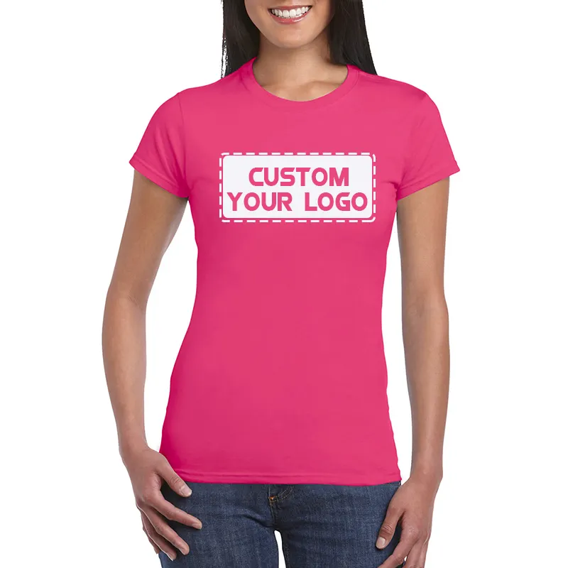 T-shirt vierge en coton avec logo imprimé personnalisé, pour femme, haute qualité, décontracté, à la mode,