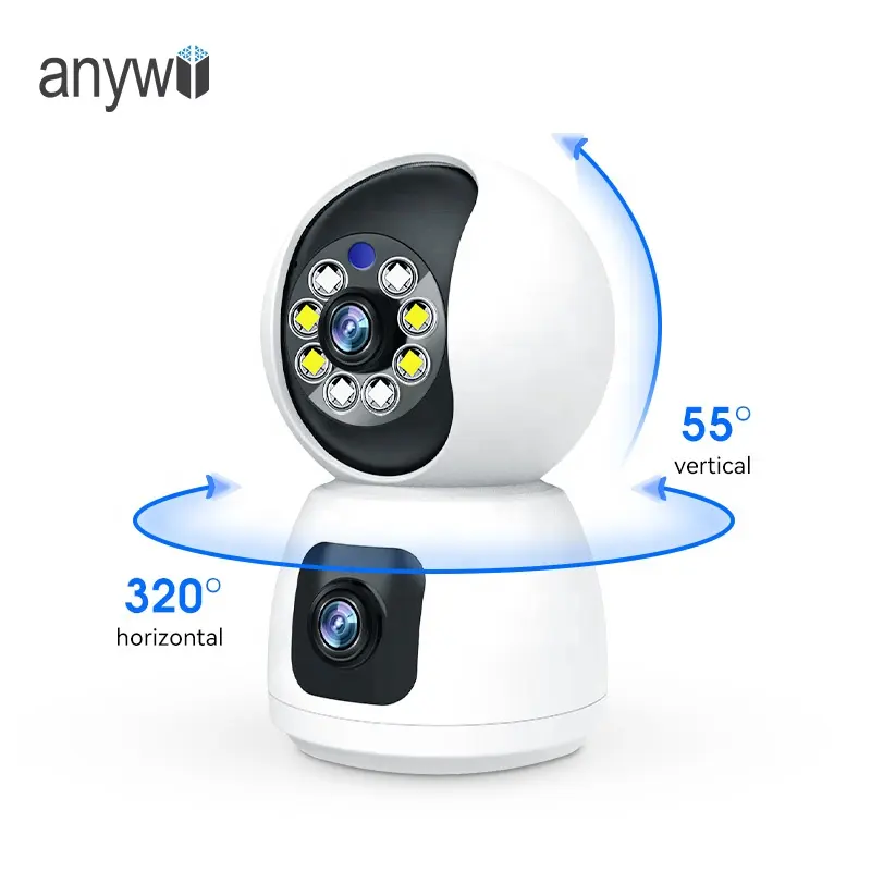 Anywii 최고의 IP 무선 카메라 양방향 오디오 AI 인간 감지 네트워크 베이비 모니터 실내 내장 마이크 듀얼 렌즈 와이파이 카메라