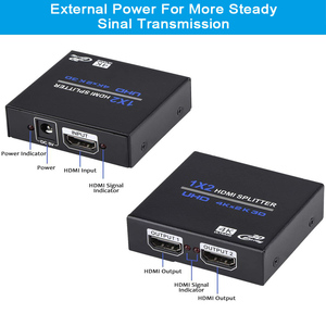 Divisor HDMI 1 en 2 con salida UHD, distribuidor Hdmi mini modelo V1.4 4K * 2K 1x2 con potencia 4K, divisor HDMI