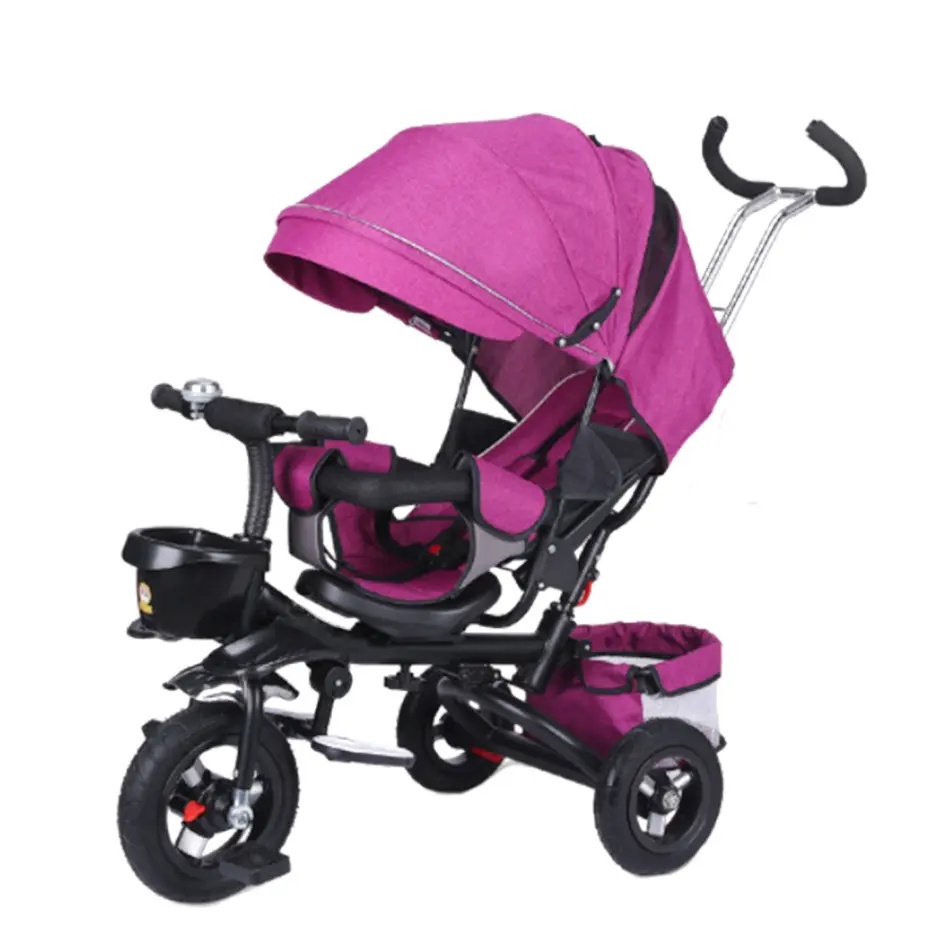 JXB – Tricycle pliant pour bébé et enfant, avec poignée de poussée et siège réglable