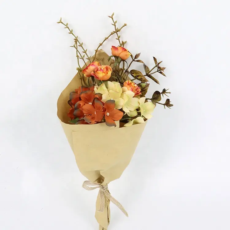 PE البوليستر محاكاة الزهور الزهور الاصطناعية ديكور الزفاف 30 سنتيمتر مختلطة الزهور في كرافت ورقة