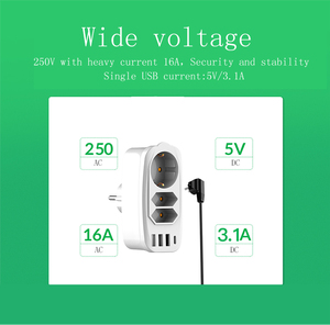 Germany Power Strip <strong>Multi</strong>-Functional <strong>EU</strong> <strong>Multi</strong>-Socket <strong>Adapter</strong> <strong>with</strong> 3 Outlets and 4 USB a Ports One-Turn <strong>Plug</strong> - Product Image 3