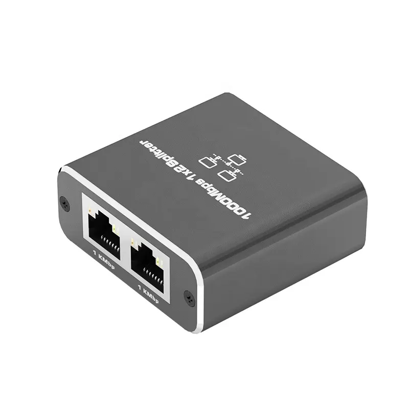 Divisor Ethernet RJ45 de 1000Mbp con cable de alimentación USB Adaptador de red interna hembra de 1 en 2 salidas Extensión de enchufe extensor 8P8C