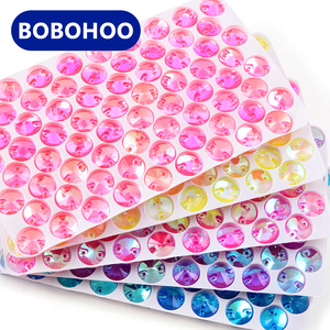 BOBOHOO toptan 10mm 3A Rivoli cam kristal Neon renkler yuvarlak <span class=keywords><strong>FlatBack</strong></span> dikmek için <span class=keywords><strong>2</strong></span> delik ile Rhinestone giysi