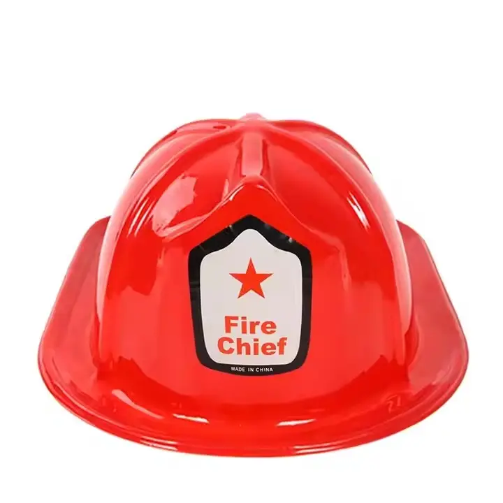安いパーティーキッズ高品質消防士帽子一般的なステッカー付き子供用消防士帽子ステージおもちゃ