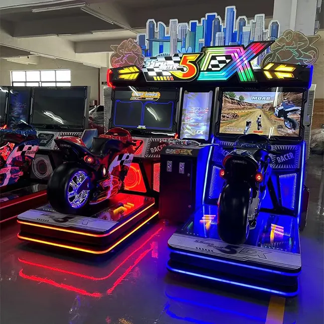 SIBO 뷰티 스크린 2 플레이어 아케이드 동전 작동 오토바이 비디오 시뮬레이터 모토 자동차 레이싱 게임기
