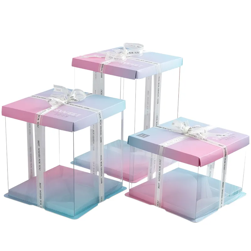 PET Kunststoff quadratische Torten schachtel transparente Geburtstags torte Geschenk boxen