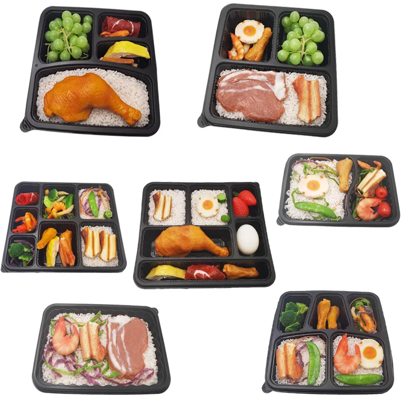 Pp Plastic Wegwerp Magnetron Bento Box 1 2 3 4 5 6 7 Compartiment Voedselcontainers Bevroren Lunchbox