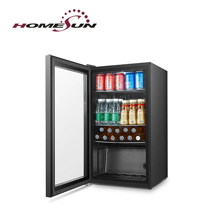 93L Chất Lượng Cao Retro Tùy Chỉnh Led Glass Door Mini Tủ Lạnh Cho Đồ Uống